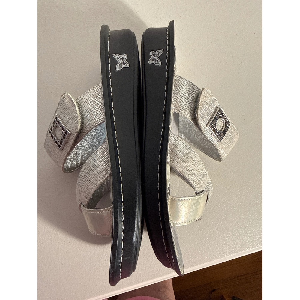 Alegria PG Lite Womens Silver Metallic Adjustable Slide Sandals Comfort Shoes 40 - Picture 3 of 7